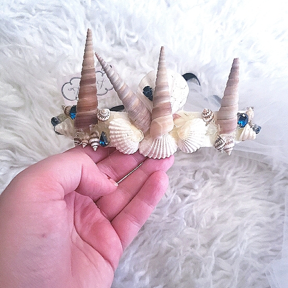 Icing Seashell Gem Shell crown headband veil